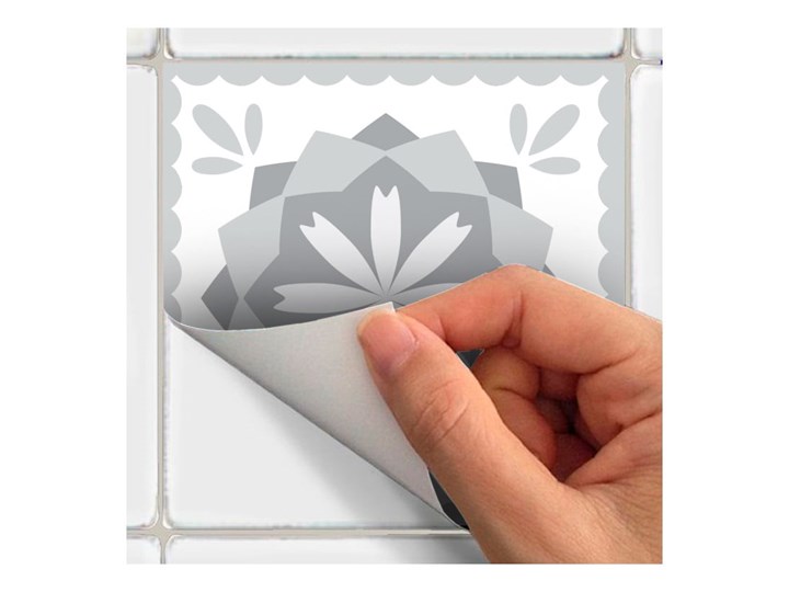Zestaw 12 naklejek ściennych Ambiance Cement Tiles Shades of Gray Cordoba, 10x10 cm Na ścianę Wzór Geometria