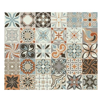 Zestaw 30 naklejek ściennych Ambiance Cement Tiles Bali, 10x10 cm