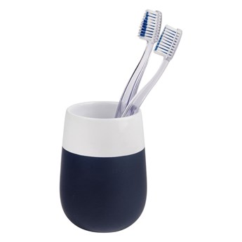 Niebiesko-biały kubek ceramiczny na szczoteczki do zębów Wenko Matta