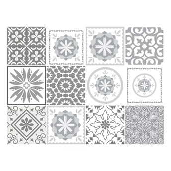 Zestaw 12 naklejek ściennych Ambiance Cement Tiles Shades of Gray Cordoba, 10x10 cm
