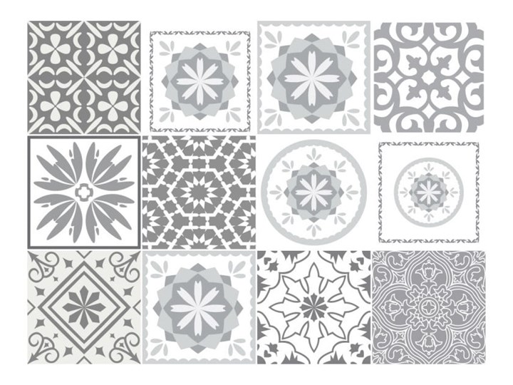 Zestaw 12 naklejek ściennych Ambiance Cement Tiles Shades of Gray Cordoba, 10x10 cm