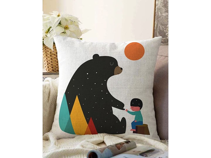 Poszewka na poduszkę z domieszką bawełny Minimalist Cushion Covers Bear, 55x55 cm Poszewka dekoracyjna Bawełna Poliester Pomieszczenie Salon