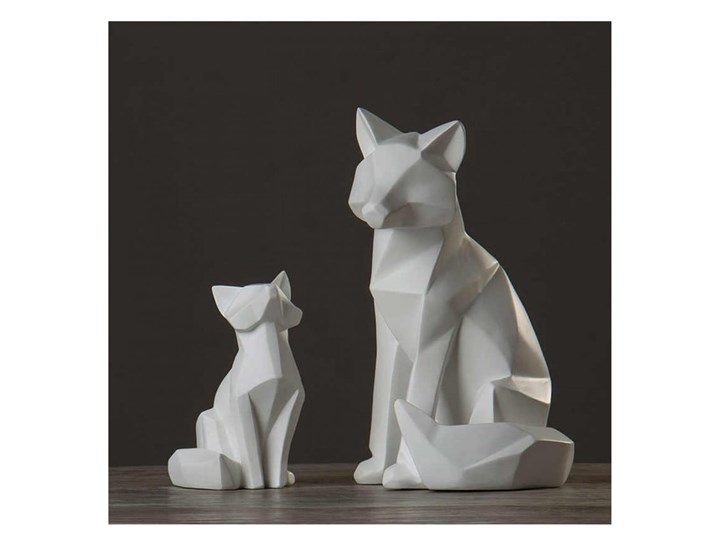 Matowa biała figurka w kształcie lisa PT LIVING Origami Fox, wys. 15 cm Tworzywo sztuczne Kolor Biały