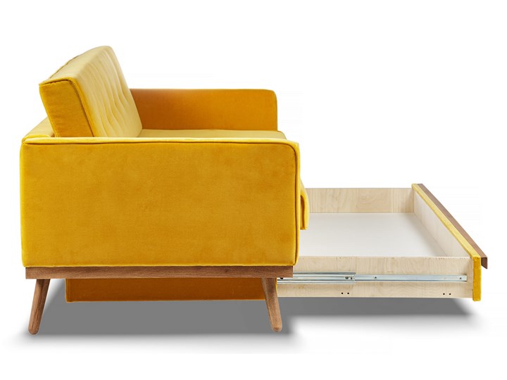 Sofa Klematisar 3-osobowa Welurowa z funkcją spania (Deluxe - welur łatwozmywalny PEACOCK :deluxe/PEACOCK) Głębokość 91 cm Stała konstrukcja Styl Nowoczesny