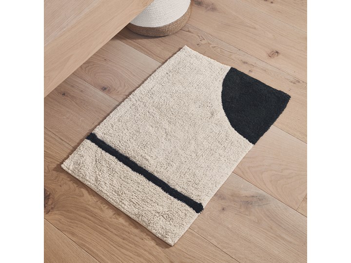 Dywanik łazienkowy Maica Circular 40 x 60 cm beżowo-czarny 40x60 cm Prostokątny Kolor Beżowy