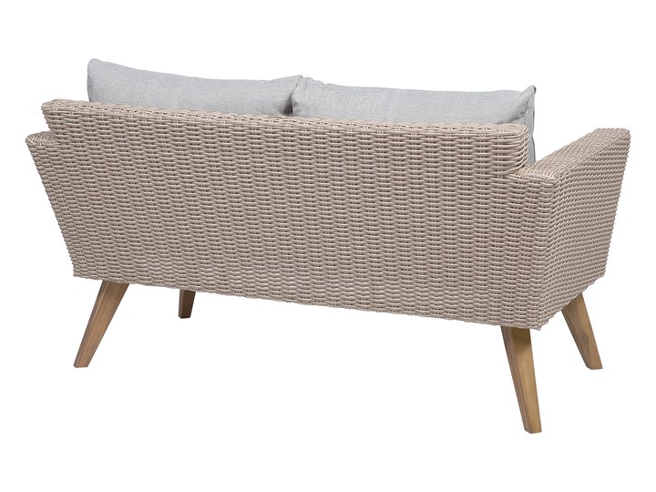 Zestaw mebli ogrodowych 4-osobowy wypoczynkowy szaro-brązowy technorattan sofa dwa fotele poduszki stolik kawowy Zestawy kawowe Zestawy wypoczynkowe Stal Kategoria Zestawy mebli ogrodowych Tworzywo sztuczne Styl Nowoczesny