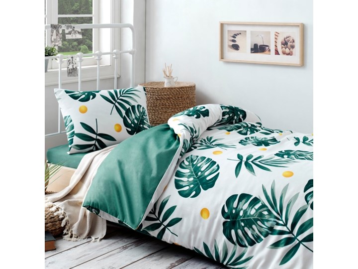 SELSEY Komplet pościeli Monstera 160x220 cm z poszewką na poduszkę 50x70 cm i z prześcieradłem Wzór Paski Poliester 160x200 cm Bawełna Bawełna syntetyczna 160x240 cm Pomieszczenie Pościel do sypialni