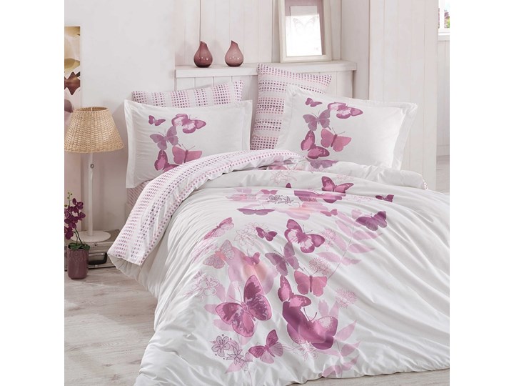 SELSEY Komplet pościeli Cossidae 200x220 cm z dwiema poszewkami na poduszkę 50x70 cm i z prześcieradłem w odcieniach różu Bawełna 160x200 cm Pomieszczenie Pościel dziecięca