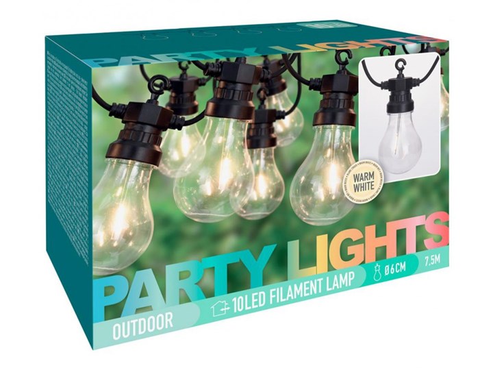 Lampki żarówki Led Party 10 Led 7,5 m Kategoria Lampy ogrodowe Kolor Biały