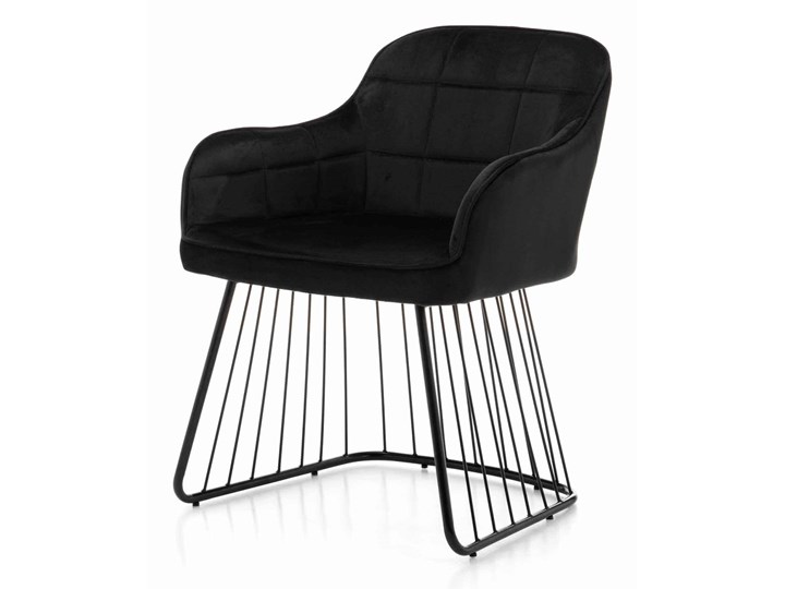 Krzesło welurowe czarne ZH-927 Krzesło inspirowane Tkanina Tapicerowane Z podłokietnikiem Stal Metal Styl Glamour
