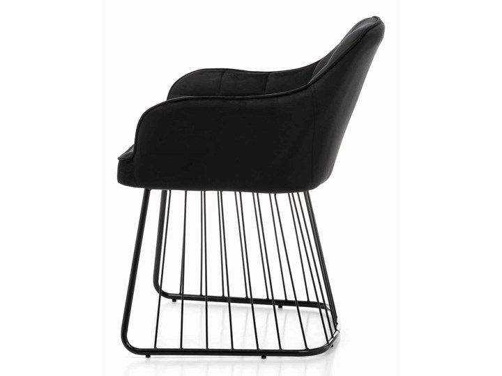 Krzesło welurowe czarne ZH-927 Tapicerowane Styl Klasyczny Tkanina Metal Z podłokietnikiem Krzesło inspirowane Stal Styl Industrialny
