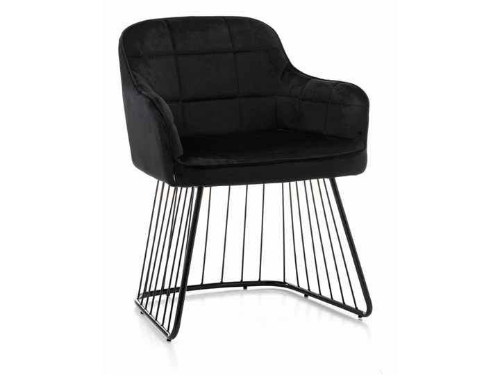 Krzesło welurowe czarne ZH-927 Z podłokietnikiem Tkanina Metal Tapicerowane Krzesło inspirowane Stal Styl Industrialny