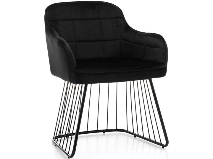 Krzesło welurowe czarne ZH-927 Tapicerowane Krzesło inspirowane Tkanina Z podłokietnikiem Stal Metal Pomieszczenie Jadalnia