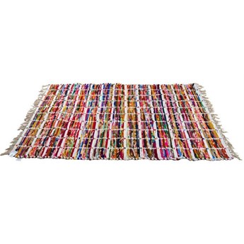 COLORFUL ozdobny wielokolorowy dywan z plecionego sznura z frędzlami, 120x180 cm