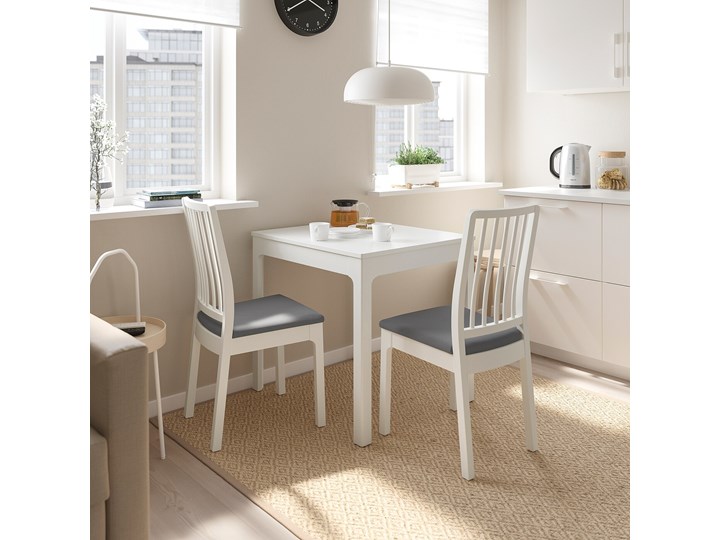 IKEA EKEDALEN / EKEDALEN Stół i 2 krzesła, biały/Hakebo ciemnoszary, 80/120 cm Pomieszczenie Jadalnia Kategoria Stoły z krzesłami
