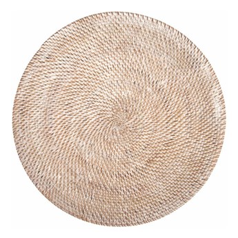 Biała rattanowa mata stołowa Tiseco Home Studio, ⌀ 36 cm