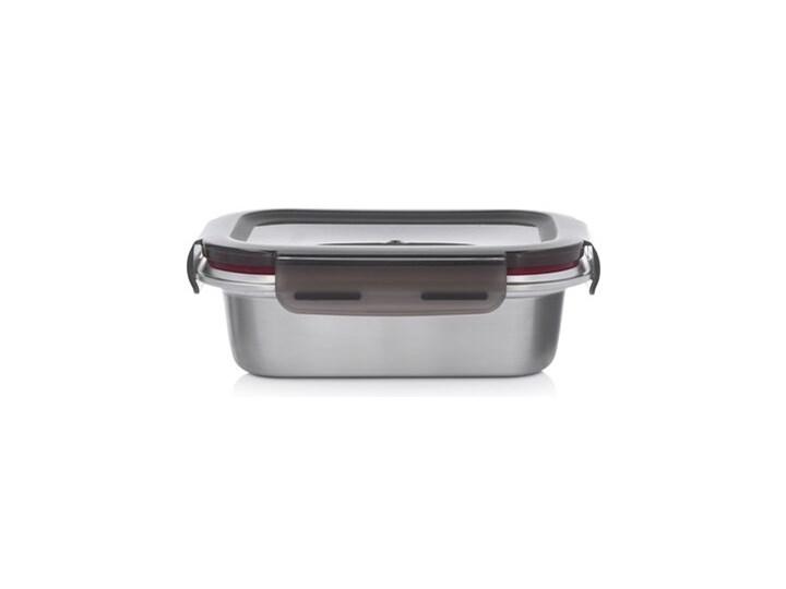 Pojemnik na żywność lunchbox prostokątny DUKA IDEAL 600 ml srebrny metal