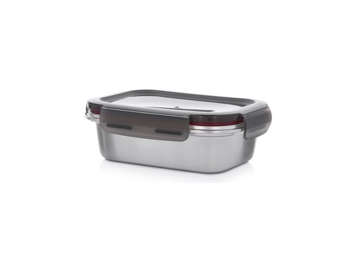 Pojemnik na żywność lunchbox prostokątny DUKA IDEAL 600 ml srebrny metal Żaroodporny Typ Pojemniki Na lunch Tworzywo sztuczne Kategoria Pojemniki i puszki