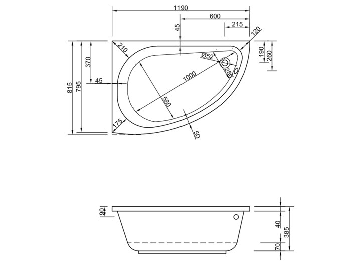 Wanna Ermia 120x80 Lewa Asymetryczne Akryl Kategoria Wanny