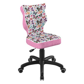 SELSEY Krzesło biurowe młodzieżowe Petit z motywem motyli na czarnej podstawie rozmiar 3