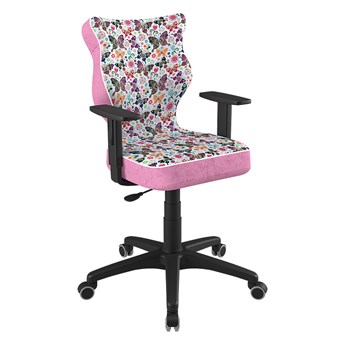SELSEY Krzesło biurowe młodzieżowe Duo z motywem motyli na czarnej podstawie rozmiar 5