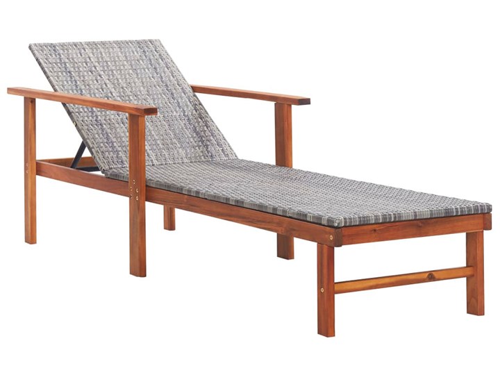 Drewniany leżak szary - Granti 3X Drewno Technorattan Styl Minimalistyczny