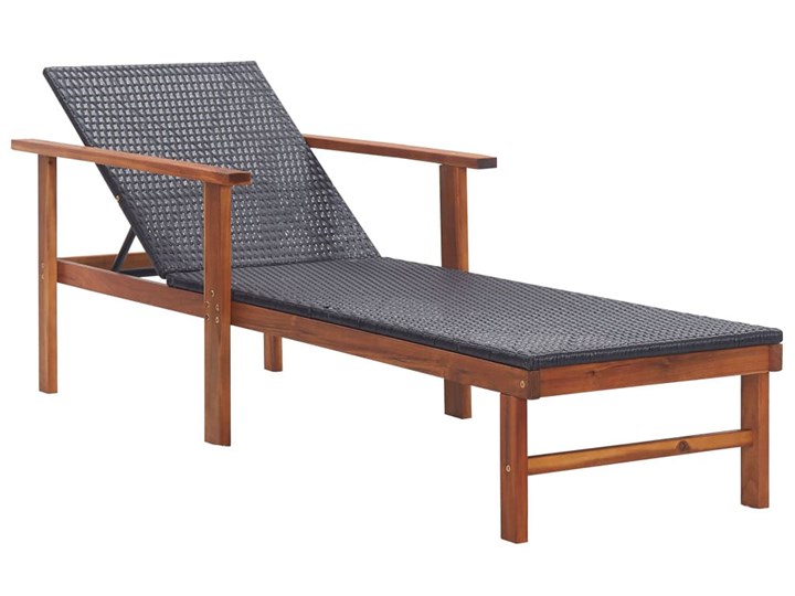 Drewniany leżak czarny - Granti 3X Drewno Styl Minimalistyczny Technorattan Kategoria Leżaki ogrodowe