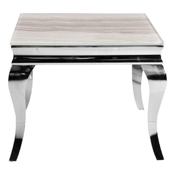srebrny stolik kawowy glamour z blatem marmurowy wzór Estillo 60 x 60