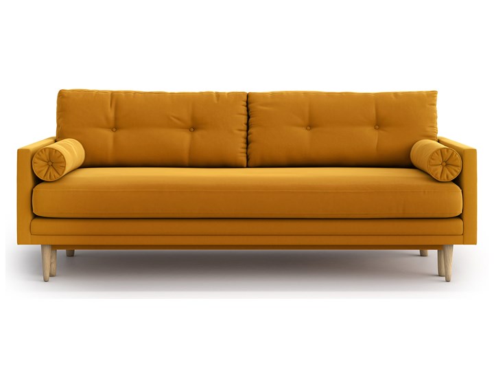 Sofa Amy z funkcją spania, Golden Velvet Stała konstrukcja Boki Z bokami Głębokość 95 cm Szerokość 210 cm Typ Gładkie