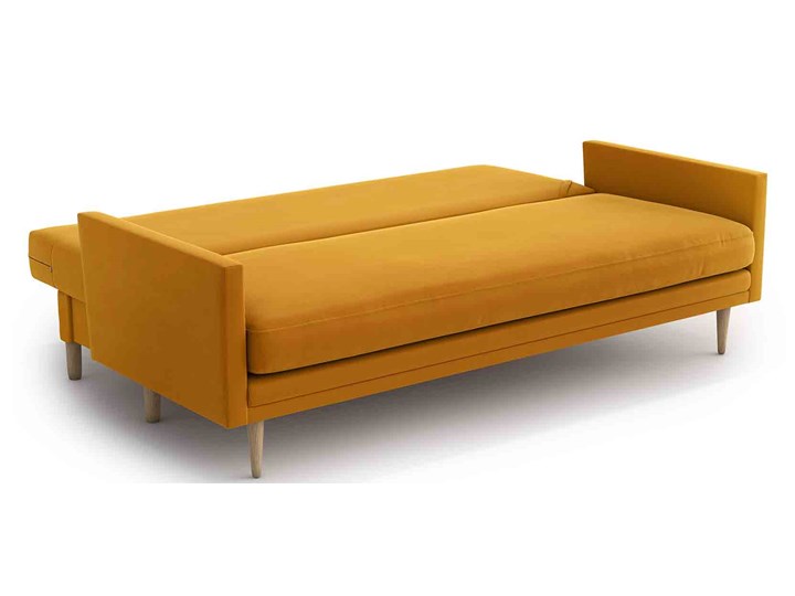 Sofa Amy z funkcją spania, Golden Velvet Głębokość 95 cm Szerokość 210 cm Stała konstrukcja Boki Z bokami