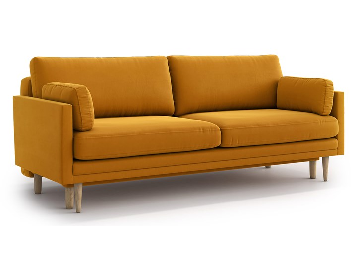 Sofa Emilly z funkcją spania, Golden Velvet Szerokość 210 cm Głębokość 95 cm Stała konstrukcja Nóżki Na nóżkach