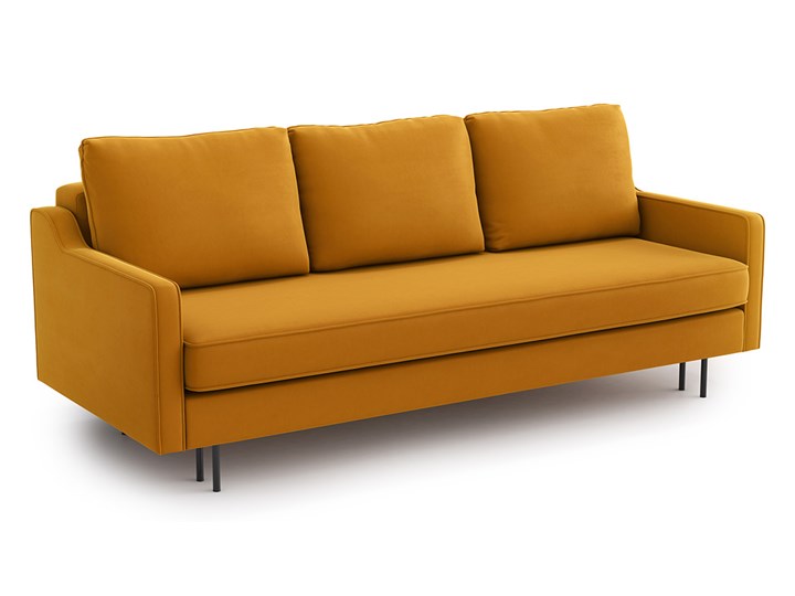 Sofa Abbe z funkcją spania, Golden Velvet Wersalka Głębokość 95 cm Szerokość 211 cm Boki Z bokami Powierzchnia spania 140x195 cm