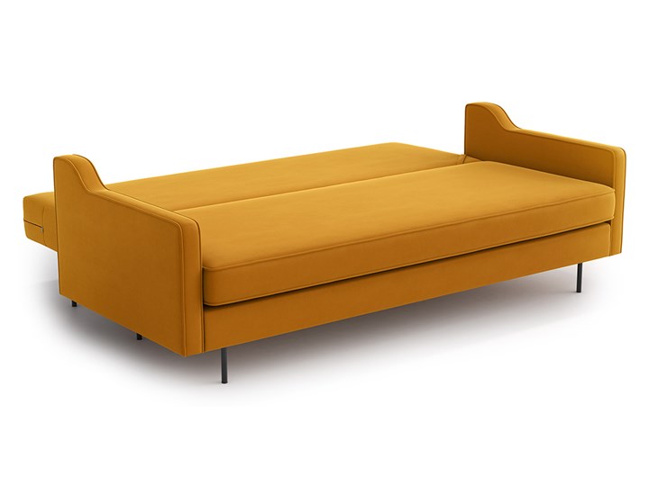 Sofa Abbe z funkcją spania, Golden Velvet Szerokość 211 cm Głębokość 95 cm Wersalka Boki Z bokami