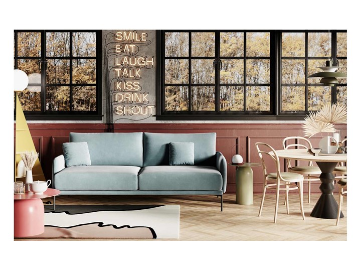 Sofa Ines 2 osobowa, Pistachio Stała konstrukcja Głębokość 102 cm Szerokość 156 cm Nóżki Na nóżkach Styl Minimalistyczny