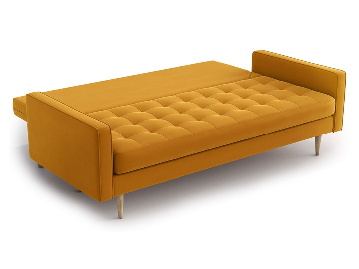 Sofa Esme II pikowana z funkcją spania, Golden Velvet Materiał obicia Tkanina Amerykanka Boki Z bokami