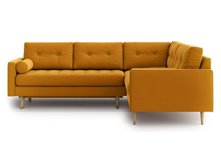 Narożnik Esme II pikowany z funkcją spania, Golden Velvet, lewy Prawostronne Nóżki Na nóżkach Materiał obicia Materiał pikowany