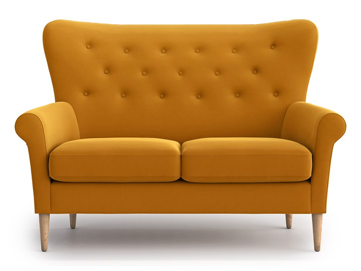 Sofa Amelie 2-osobowa, Golden Velvet Materiał obicia Tkanina Stała konstrukcja Wielkość Dwuosobowa