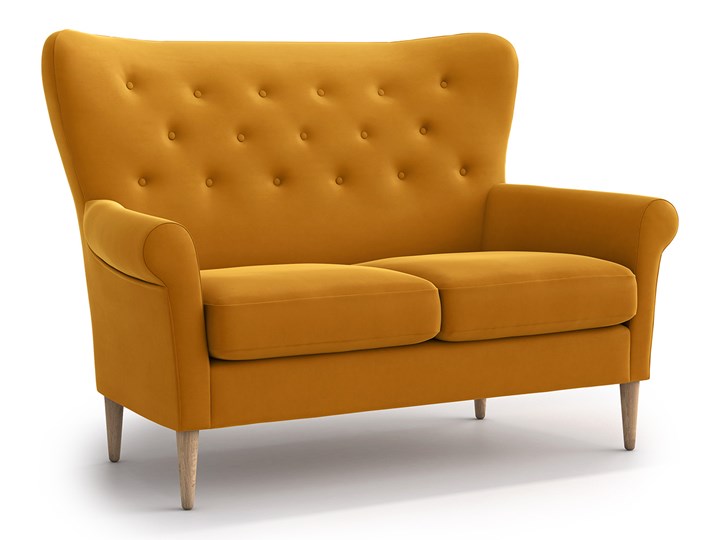 Sofa Amelie 2-osobowa, Golden Velvet Kolor Żółty Stała konstrukcja Kategoria Sofy i kanapy