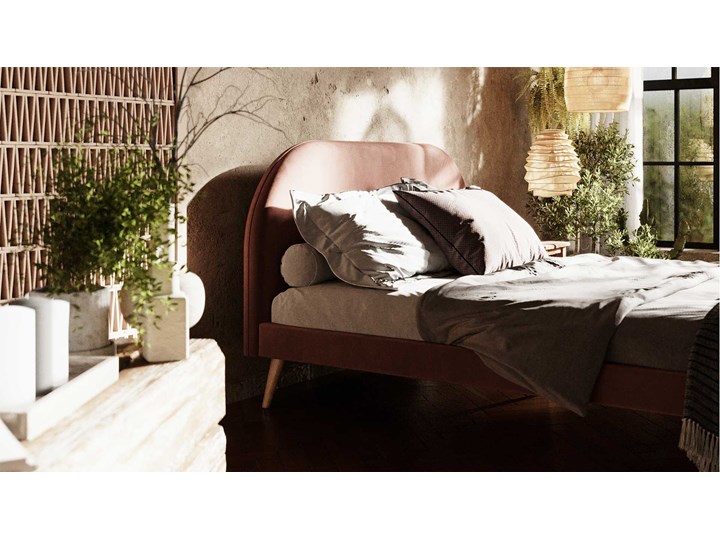 Łóżko Molly Double Bed, Aria Łóżko drewniane Tkanina Kategoria Łóżka do sypialni