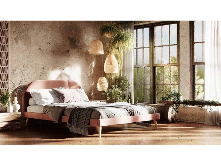 Łóżko Molly Double Bed, Aria Tkanina Łóżko drewniane Pojemnik na pościel Bez pojemnika