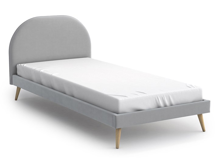 Łóżko Molly Single Bed, Aria Kolor Szary Łóżko tapicerowane Tkanina Pojemnik na pościel Bez pojemnika