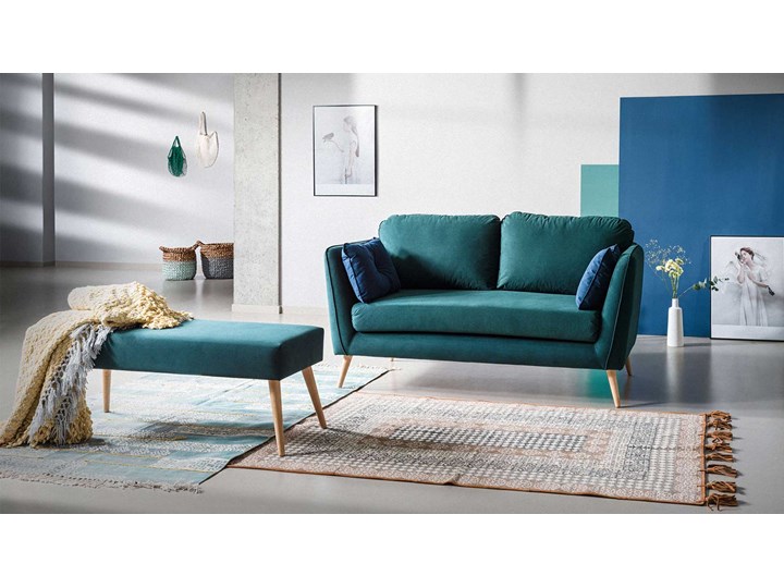 Sofa Clara 2-osobowa, Bottle Green/Navy Blue Szerokość 164 cm Kolor Zielony Stała konstrukcja Głębokość 88 cm Boki Z bokami