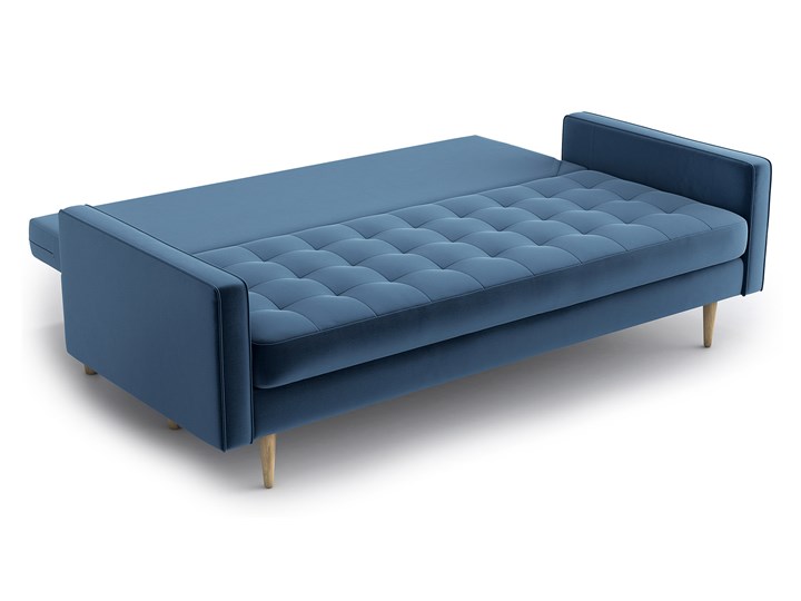 Sofa Esme II pikowana z funkcją spania, Admiral Kolor Granatowy Stała konstrukcja Szerokość 217 cm Głębokość 95 cm Pomieszczenie Salon