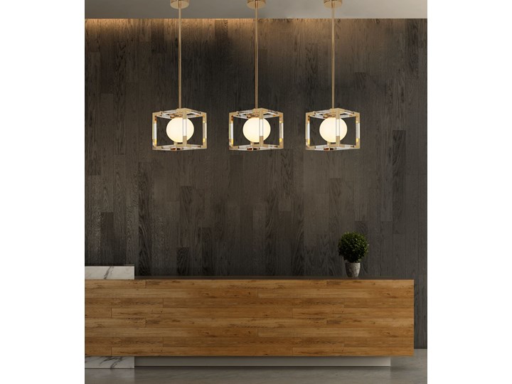 NOWOCZESNA LAMPA WISZĄCA ZŁOTA BOSCO W1 Lampa z kloszem Kolor Złoty Metal Tworzywo sztuczne Szkło Lampa z abażurem Pomieszczenie Sypialnia