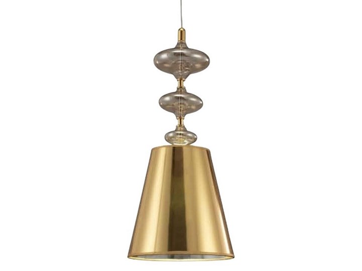 NOWOCZESNA LAMPA WISZĄCA ZŁOTA VENEZIANA W1 Metal Chrom Tkanina Kolor Złoty Szkło Lampa z kloszem Styl Nowoczesny