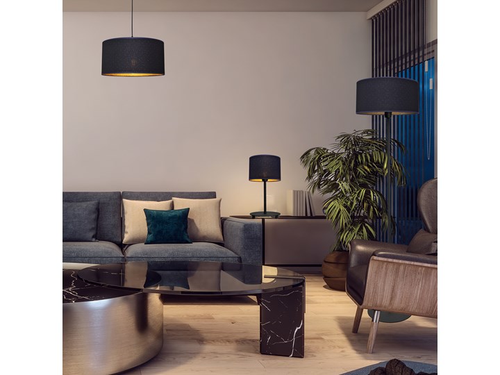 Lampa abażur granatowa ABBA W-0401/1 BL+GO +SCW-P Lampa z abażurem Tkanina Pomieszczenie Jadalnia