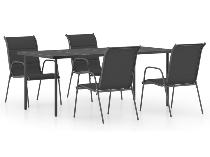 vidaXL 5-cz. zestaw mebli ogrodowych, stalowy, czarny Stoły z krzesłami Liczba miejsc Czteroosobowy Styl Industrialny