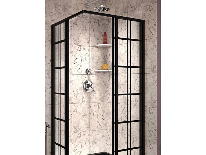 Kabina prysznicowa 90x90 czarna brodzik 2x szprosy