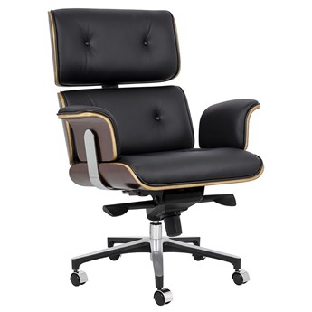 Designerski fotel z czarnym siedziskiem skórzanym Lounge Business