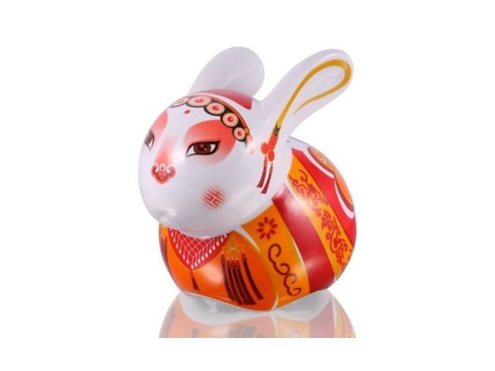 Duża Skarbonka Porcelanowa Królik Cesarzowa Kolor Biały Kolor Czerwony